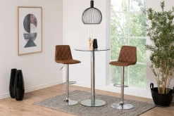 ACTONA GROUP Barhocker »Emu« Barstuhl, PU Lederoptik, Braun, Trompetenfuß, Sitzhöhe: 61-82 cm