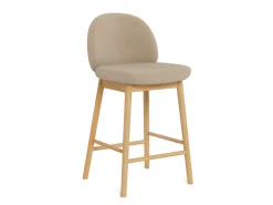 ACTONA GROUP Barhocker »Sophia - Bequemer Barstuhl aus Eiche mit Fußstütze & Rückenlehne« Set, 2 Stk. tlg. Skandinavisches Design, Sitz aus Stoff, für Küche & Essbereich