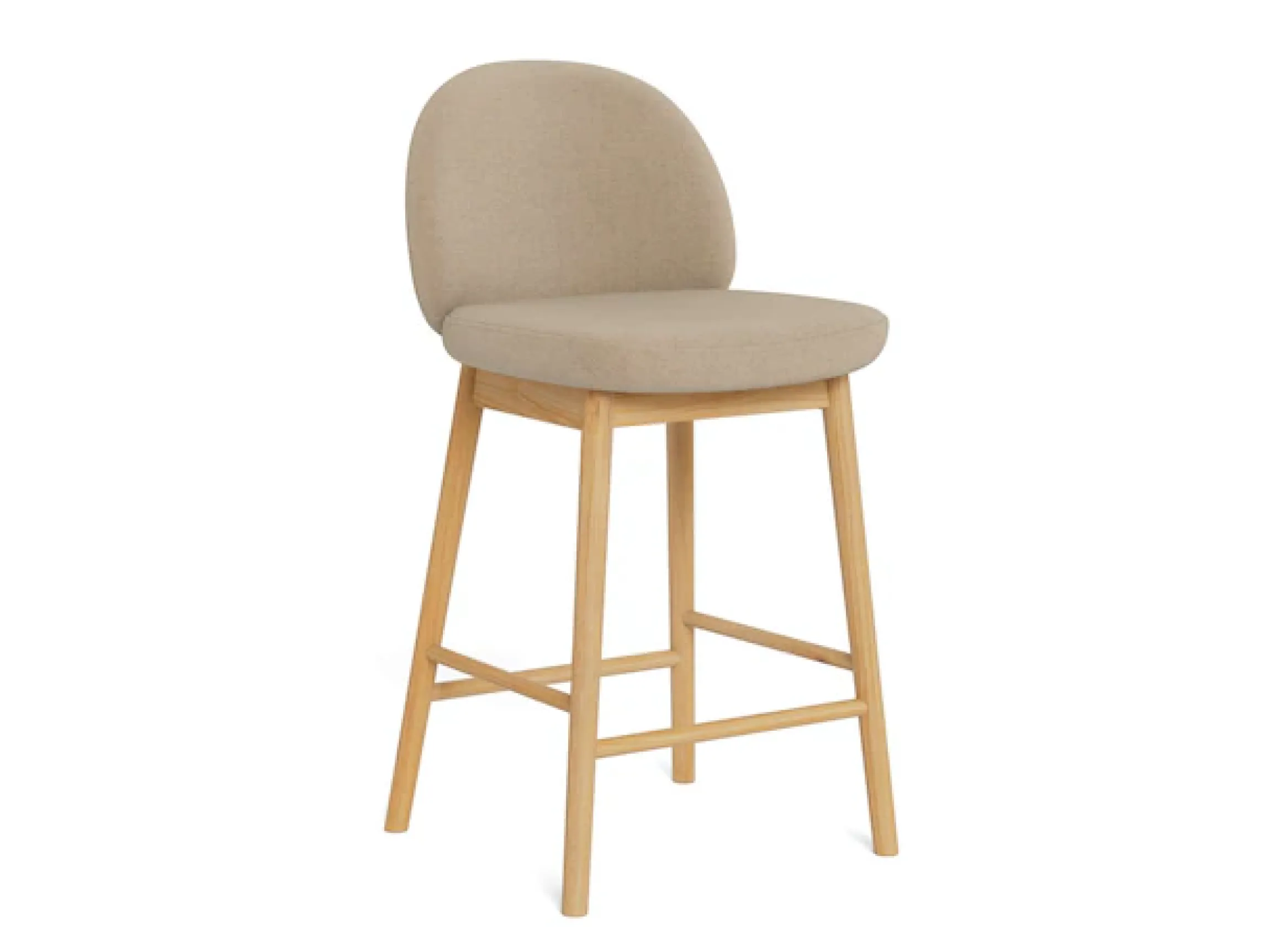ACTONA GROUP Barhocker »Sophia - Bequemer Barstuhl aus Eiche mit Fußstütze & Rückenlehne« Set, 2 Stk. tlg. Skandinavisches Design, Sitz aus Stoff, für Küche & Essbereich