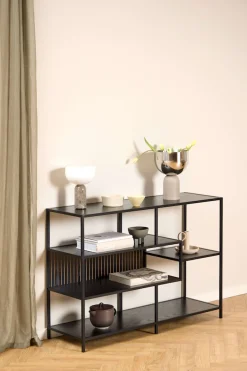 ACTONA GROUP Bücherregal »Seaford, Standregal, Regal, Raumteiler« 114x35x78 cm,schwarzer Stahlrahmen, 5 Regale, Wendemodul, Breite 114 cm