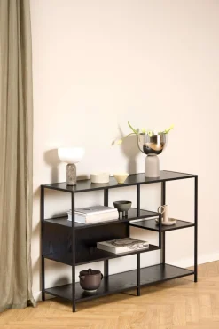 ACTONA GROUP Bücherregal »Seaford, Standregal, Regal, Raumteiler« 114x35x78 cm,schwarzer Stahlrahmen, 5 Regale, Wendemodul, Breite 114 cm
