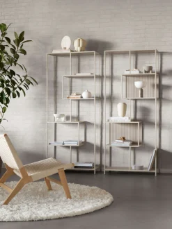 ACTONA GROUP Bücherregal »Seaford, Standregal, Regal, Raumteiler« 77x35x185 cm,grauer Stahlrahmen, asymmetrisch, Breite 77 cm