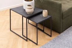 ACTONA GROUP Beistelltisch »Infinity« Set, 3 Stück,Satz mit Tischen, Schlittenbeine aus schwarzem Metall, (Set, 2 st)