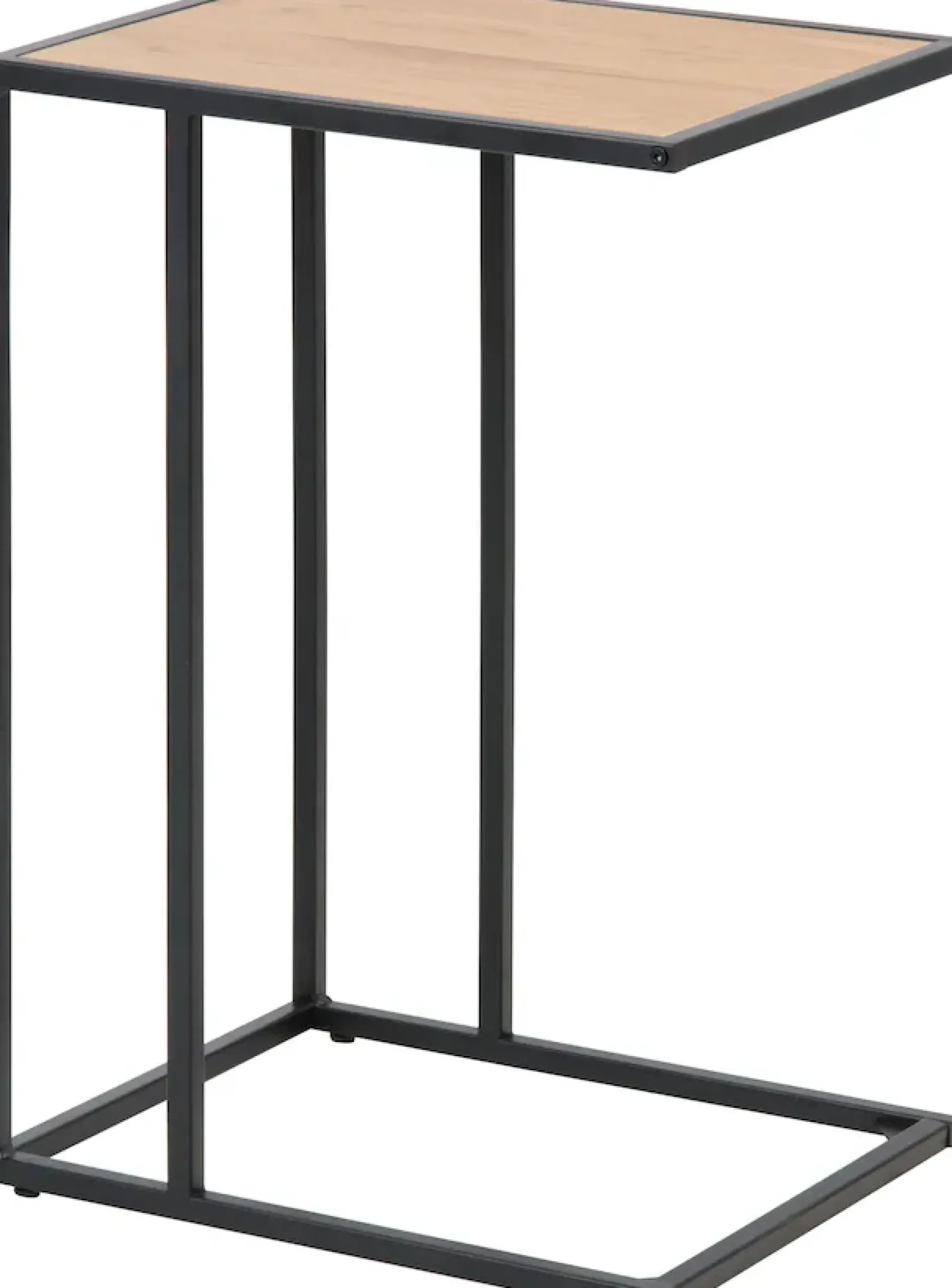 ACTONA GROUP Beistelltisch »Seaford, Rechteckig, Scandi Design, matte Wildeichenoptik, Modern« Wohnzimmertisch, kleiner Tisch, matte schwarze Metallbeine, H: 63 cm