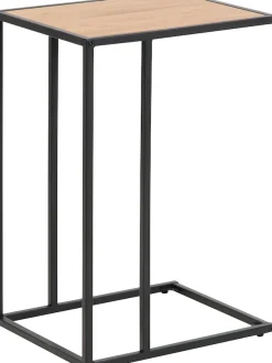 ACTONA GROUP Beistelltisch »Seaford, Rechteckig, Scandi Design, matte Wildeichenoptik, Modern« Wohnzimmertisch, kleiner Tisch, matte schwarze Metallbeine, H: 63 cm