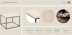 ACTONA GROUP Couchtisch »Barossa, Wohnzimmer-Tisch, quadratisch, in Steinoptik, Modern« Steinoptik, schwarze Stahlbeine, in mehreren Varianten, B: 60 cm