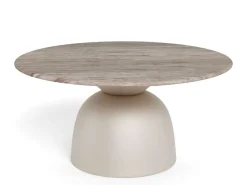 ACTONA GROUP Couchtisch »Ferrol Beistelltisch– stilvoll & modern mit eleganter Marmorplatte« Rund. Brauner Cocoa Marmor, mattes Bronze-Stahlgestell. Ø: 80 cm