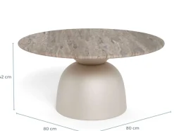 ACTONA GROUP Couchtisch »Ferrol Beistelltisch– stilvoll & modern mit eleganter Marmorplatte« Rund. Brauner Cocoa Marmor, mattes Bronze-Stahlgestell. Ø: 80 cm