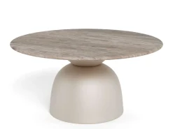 ACTONA GROUP Couchtisch »Ferrol Beistelltisch– stilvoll & modern mit eleganter Marmorplatte« Rund. Brauner Cocoa Marmor, mattes Bronze-Stahlgestell. Ø: 80 cm