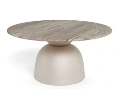 ACTONA GROUP Couchtisch »Ferrol Beistelltisch– stilvoll & modern mit eleganter Marmorplatte« Rund. Brauner Cocoa Marmor, mattes Bronze-Stahlgestell. Ø: 80 cm