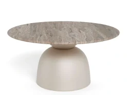 ACTONA GROUP Couchtisch »Ferrol Beistelltisch– stilvoll & modern mit eleganter Marmorplatte« Rund. Brauner Cocoa Marmor, mattes Bronze-Stahlgestell. Ø: 80 cm