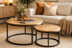 ACTONA GROUP Couchtisch »Spiro 2er Set, rund – modern & stilvoll kombinieren, zeitloses Design« Couchtisch, Beistelltisch, 2 Stk. tlg. OTTOs Choice Holzoptik, pflegeleicht & robustes Metallgestell
