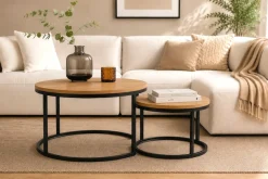 ACTONA GROUP Couchtisch »Spiro 2er Set, rund – modern & stilvoll kombinieren, zeitloses Design« Couchtisch, Beistelltisch, 2 Stk. tlg. OTTOs Choice Holzoptik, pflegeleicht & robustes Metallgestell