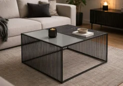ACTONA GROUP Couchtisch »Strington, Marmoroptik schwarz - modern & stilvoll, pflegeleicht« Couchtisch, Beistelltisch, Kaffeetisch,OTTOs Choice,Glasplatte & Metallgestell, verschiedeneFormen
