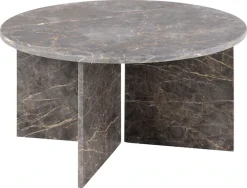 ACTONA GROUP Couchtisch »Vega« Rund Couchtisch, V-förmig Gestell matt braun lackiert Marmor, Ø90x42cm
