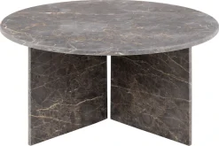 ACTONA GROUP Couchtisch »Vega« Rund Couchtisch, V-förmig Gestell matt braun lackiert Marmor, Ø90x42cm