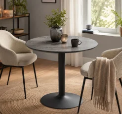 ACTONA GROUP Esstisch »Ibiza, Runder Küchentisch - pflegeleicht, platzsparend & robust« Tisch, Tulpentisch, 1 Stk. tlg. Cafetisch, Esstisch rund Ø 80 cm, Schwarz, mit Trompete Gestell