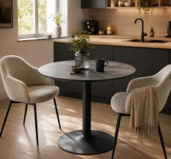 ACTONA GROUP Esstisch »Ibiza, Runder Küchentisch - pflegeleicht, platzsparend & robust« Tisch, Tulpentisch, 1 Stk. tlg. Cafetisch, Esstisch rund Ø 80 cm, Schwarz, mit Trompete Gestell