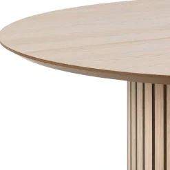 ACTONA GROUP Esstisch »Linley Tisch, Wohnzimmertisch, Säulengestell,« Rund, Eichenfurnier geölt, Lamellenfront, Ø: 120 cm
