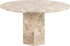 ACTONA GROUP Esstisch »Naxos aus einzigartigem Marmor, stillvolles und dänisches Design« robuster sechseckige Sockel, unikat, runder Esstisch, Ø130x75cm
