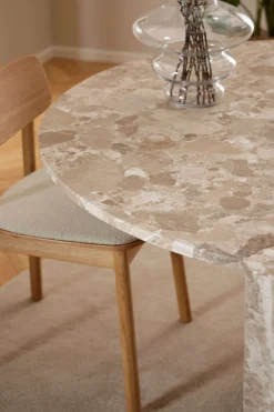 ACTONA GROUP Esstisch »Naxos aus einzigartigem Marmor, stillvolles und dänisches Design« robuster sechseckige Sockel, unikat, runder Esstisch, Ø130x75cm