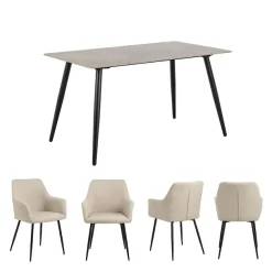 ACTONA GROUP Esszimmer-Set »Essgruppe, Speisetisch mit Stühlen, für das Esszimmer, Modern« Komplett-Set, 1x Tisch + 4x Stühle, 5 Stk. tlg.