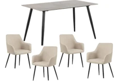 ACTONA GROUP Esszimmer-Set »Essgruppe, Speisetisch mit Stühlen, für das Esszimmer, Modern« Komplett-Set, 1x Tisch + 4x Stühle, 5 Stk. tlg.