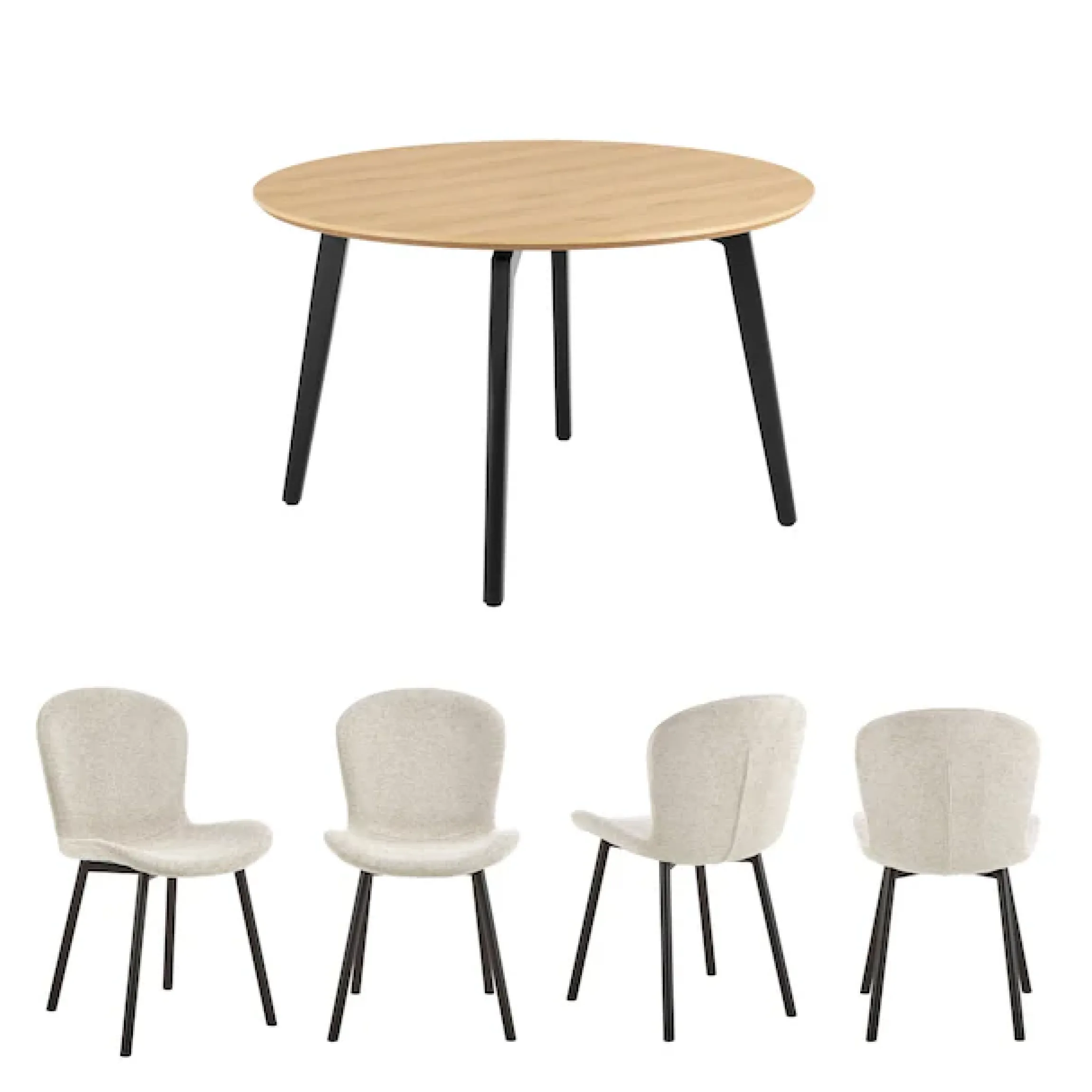 ACTONA GROUP Esszimmer-Set »Essgruppe, Speisetisch mit Wohnzimmerstühlen« Set, 1x Tisch + 4x Stühle, 5 Stk. tlg.