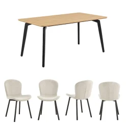 ACTONA GROUP Esszimmer-Set »Essgruppe, Speisetisch mit Wohnzimmerstühlen« Set, 1x Tisch + 4x Stühle, 5 Stk. tlg.