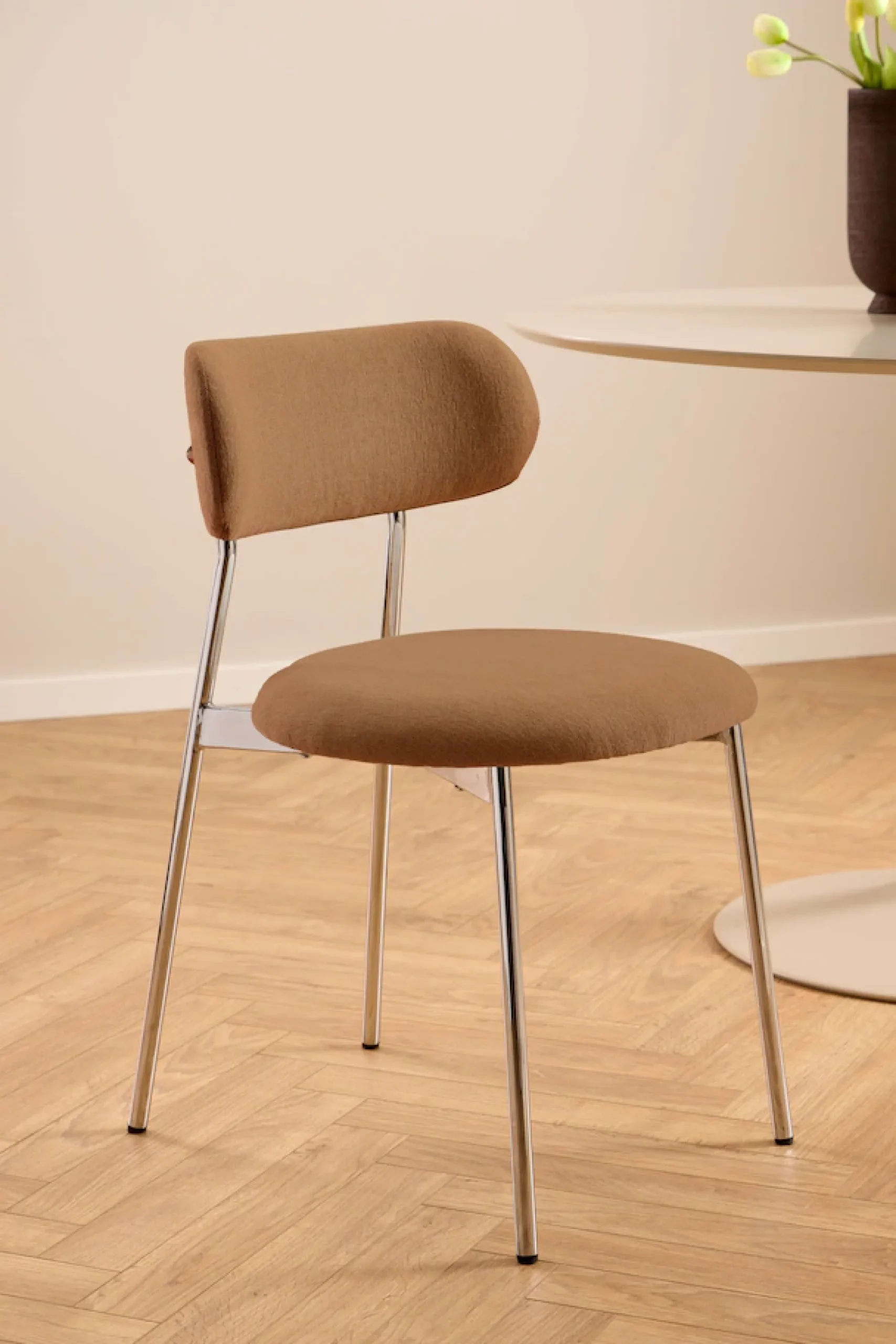ACTONA GROUP Esszimmerstuhl »Lyric, Küchenstuhl, mit gepolsterter Sitzfläche« (Set) 2 Stk.Stuhl, Chenille, Retro-Futur, Chromstahlgestell, FSC™