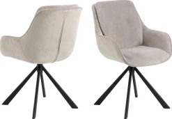 ACTONA GROUP Esszimmerstuhl »Carrie, Polsterstuhl, Stuhl, Sitzhöhe-38 cm« (Set) 2 Stk.Stuhl, sandfarbener Chenille, Armlehnen, Polsterung, Drehfunktion,FSC™