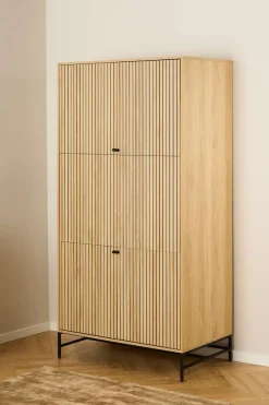 ACTONA GROUP Garderobenschrank »Albany« Eiche-Optik, Lamellenfront, 4 Türen, 6 Einlegeböden; B: 99 cm