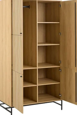 ACTONA GROUP Garderobenschrank »Albany« Eiche-Optik, Lamellenfront, 4 Türen, 6 Einlegeböden; B: 99 cm