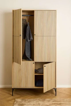 ACTONA GROUP Garderobenschrank »Albany« Eiche-Optik, Lamellenfront, 4 Türen, 6 Einlegeböden; B: 99 cm