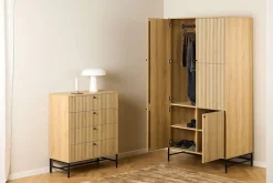 ACTONA GROUP Garderobenschrank »Albany« Eiche-Optik, Lamellenfront, 4 Türen, 6 Einlegeböden; B: 99 cm