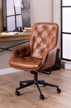 ACTONA GROUP Schreibtischstuhl »Erik« () Schreibtischstuhl, PU retro Cognac, 5 Stern Gestell matt schwarz