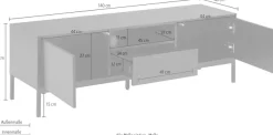 ACTONA GROUP TV-Schrank 1 Schublade, 1 offenem Fach und 2 geschlossenen Fächern, Breite 140 cm