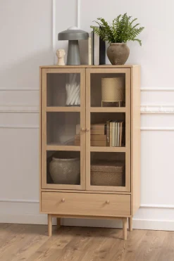 ACTONA GROUP Vitrine »Aston« Schrank, 2 Glastüren, 2 Einlegeböden, 1 Schublade, Eiche Furnier