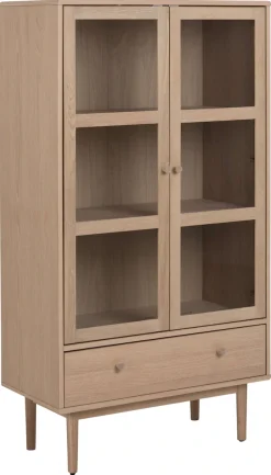 ACTONA GROUP Vitrine »Aston« Schrank, 2 Glastüren, 2 Einlegeböden, 1 Schublade, Eiche Furnier