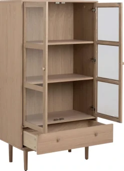 ACTONA GROUP Vitrine »Aston« Schrank, 2 Glastüren, 2 Einlegeböden, 1 Schublade, Eiche Furnier