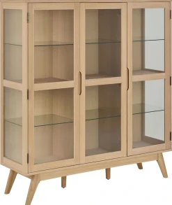 ACTONA GROUP Vitrine »Marte« ölbehandeltes Eiche Furnier, 2 Türen, klar Glas, 140x40x148 cm