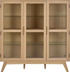 ACTONA GROUP Vitrine »Marte« ölbehandeltes Eiche Furnier, 2 Türen, klar Glas, 140x40x148 cm
