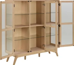 ACTONA GROUP Vitrine »Marte« ölbehandeltes Eiche Furnier, 2 Türen, klar Glas, 140x40x148 cm