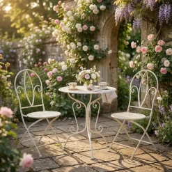 Ambiente Haus Essgruppe »Tisch & 2 Stühle Bistro-Set in Antikweis« Set, 3 tlg.