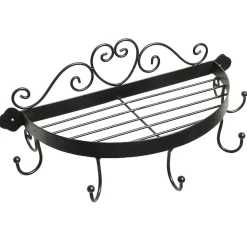 Ambiente Haus Wandregal »Regal halbrund mit Haken in Schwarz« 1 Stk. tlg. Aufbewahrungslösung für Flur, Küche oder Bad mit 5 Haken