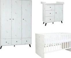 arthur berndt Babyzimmer-Komplettset »Babyzimmer Set »Lavea« 3-teilig« Set, Babymöbel-Set »Lavea«: Kleiderschrank, Kinderbett und Wickelkommode,