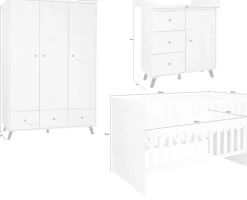 arthur berndt Babyzimmer-Komplettset »Babyzimmer Set »Lavea« 3-teilig« Set, Babymöbel-Set »Lavea«: Kleiderschrank, Kinderbett und Wickelkommode,