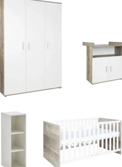 arthur berndt Babyzimmer-Komplettset »Jugendzimmer-Set »Kilian« 4-teilig« 4 Stk. tlg. Platinum Oak/ Weiß Nachbildung