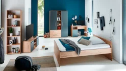 arthur berndt Jugendzimmer-Set »Alessio« Set, Bett, Kleiderschrank, Schreibtisch, Standregal und TV-Lowboard., 5 Stk. tlg. mit Melamin-Oberfläche