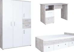 arthur berndt Jugendzimmer-Set »Jugendzimmer-Set »Bente« 3-teilig« 3tlg -Schrank, Bett, Schreibtisch, 3 tlg. Stauraumstark, pflegeleicht, zeitlos, Made in Germany